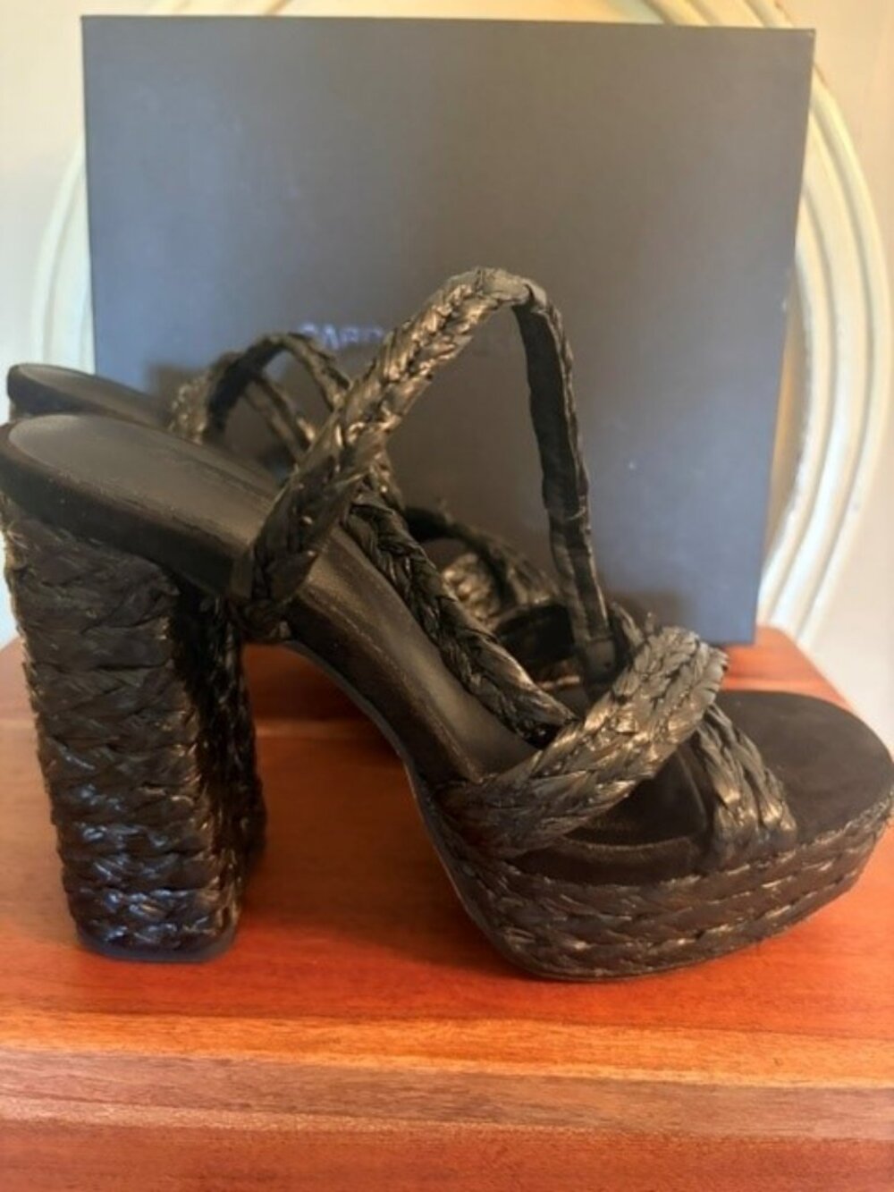 Gabrielle Union Marianne Woven Platform Sandals in black Size 6.5 Women's